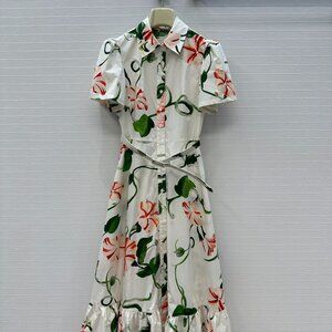 Leo&Lin New Floral Print Shirt Collar Dress